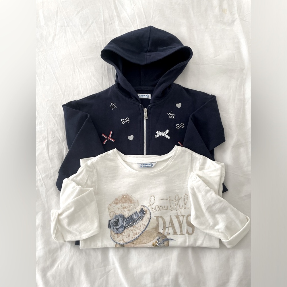 2 piece set by Mayoral - hoodie and shirt with cute little details! Size 4T!